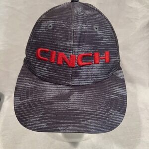 Cinch Cap‎ Hat Snap Back Men Adjustable Gray Embroidered Logo Rodeo Lightweight